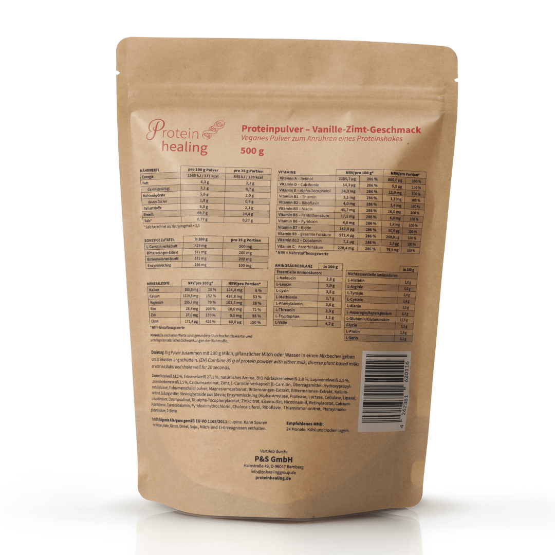 P&S SUPPLEMENTS veganes Pulver Vanille-Zimt 500g - P&S Cosmetics & Supplements