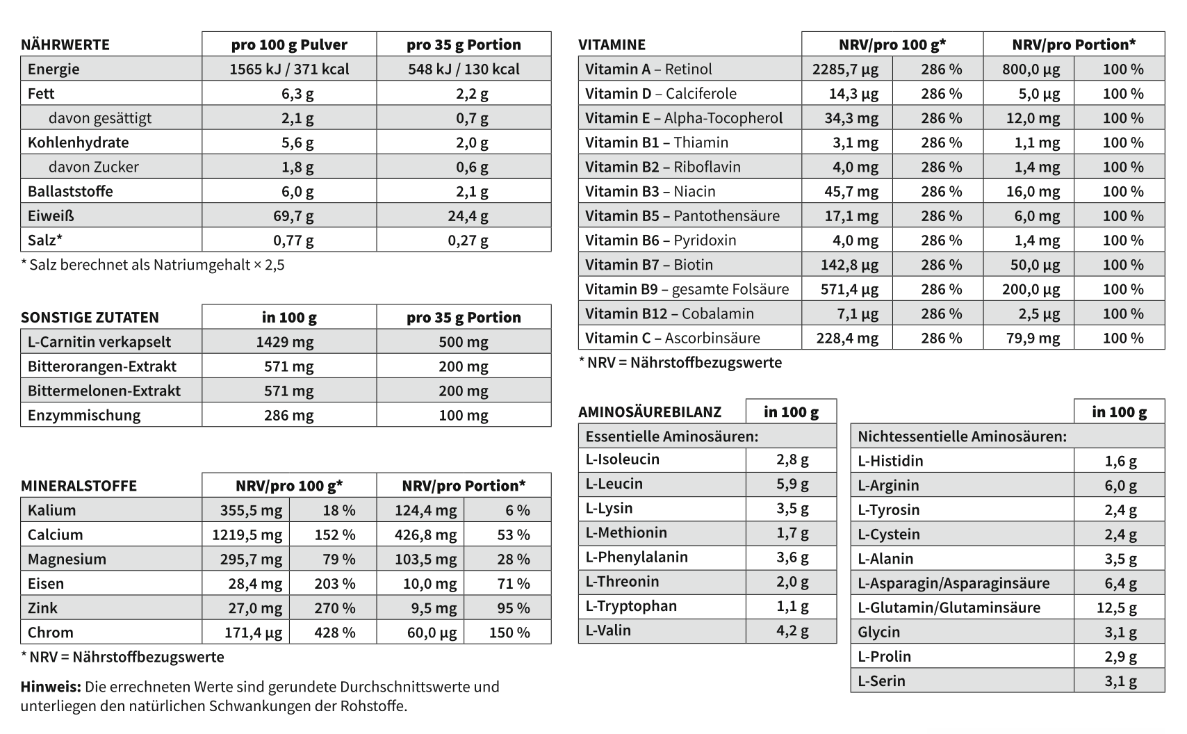 P&S SUPPLEMENTS veganes Pulver Vanille-Zimt 500g - P&S Cosmetics & Supplements