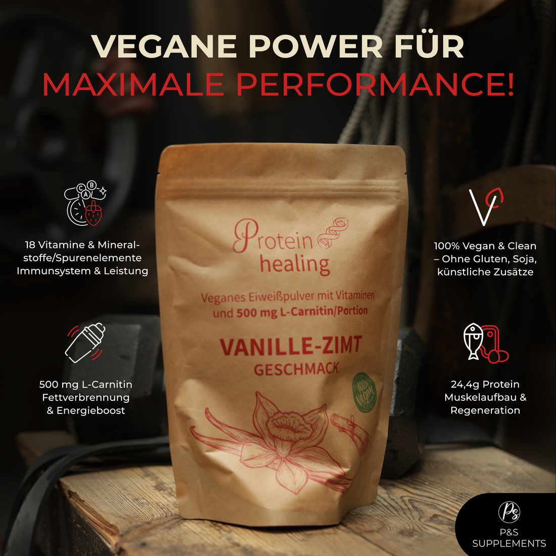 P&amp;S SUPPLEMENTS veganes Pulver Vanille-Zimt 500g - P&amp;S Cosmetics &amp; Supplements